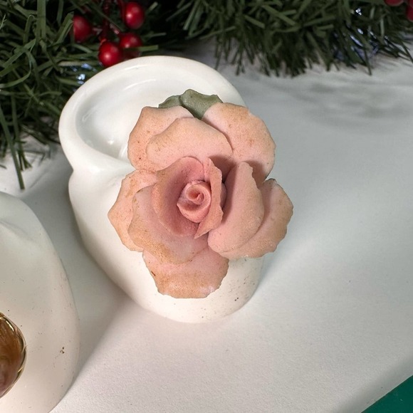 Mismatched Vintage Earrings: Clay Rose + Pink/Green Swirl Teardrop Earrings - Picture 6 of 14